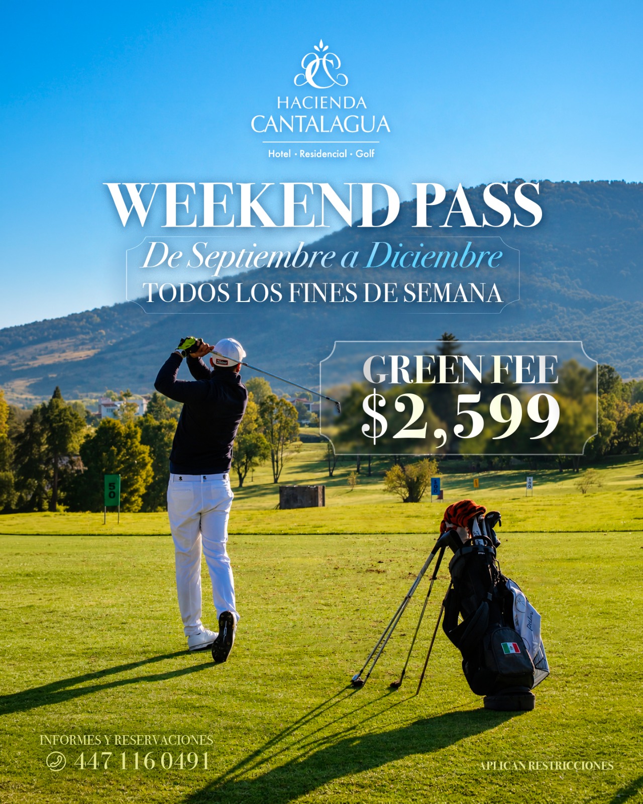 Todo Octubre — Green Fee + Desayuno + Comida $1,990 MXN · Golf Hacienda Cantalagua